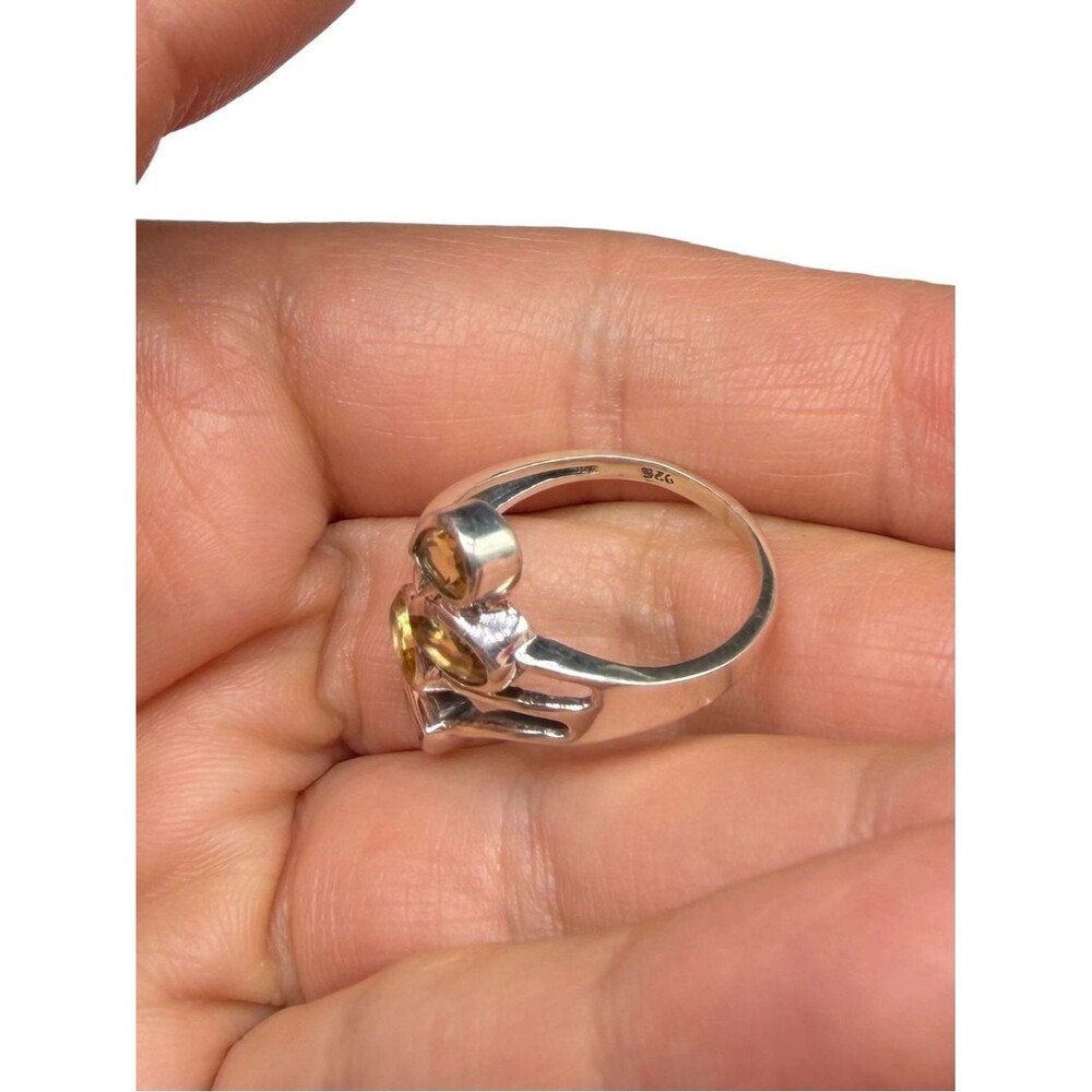 Citrine Ring Solid 925 Sterling Silver Size 10 Multi Stone Statement - Picture 7 of 9
